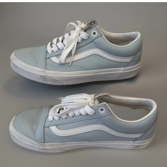 VANS  OFF THE WALL US Size Women's 8 Men's 6.5 Blue Leather Shoes Sneakers - Picture 1 of 9
